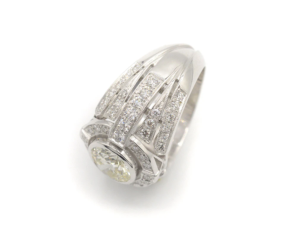 Bague Création Benoit Joaillier "Jonc Art Déco" Diamant 1,99ct L-SI1 - Image 4