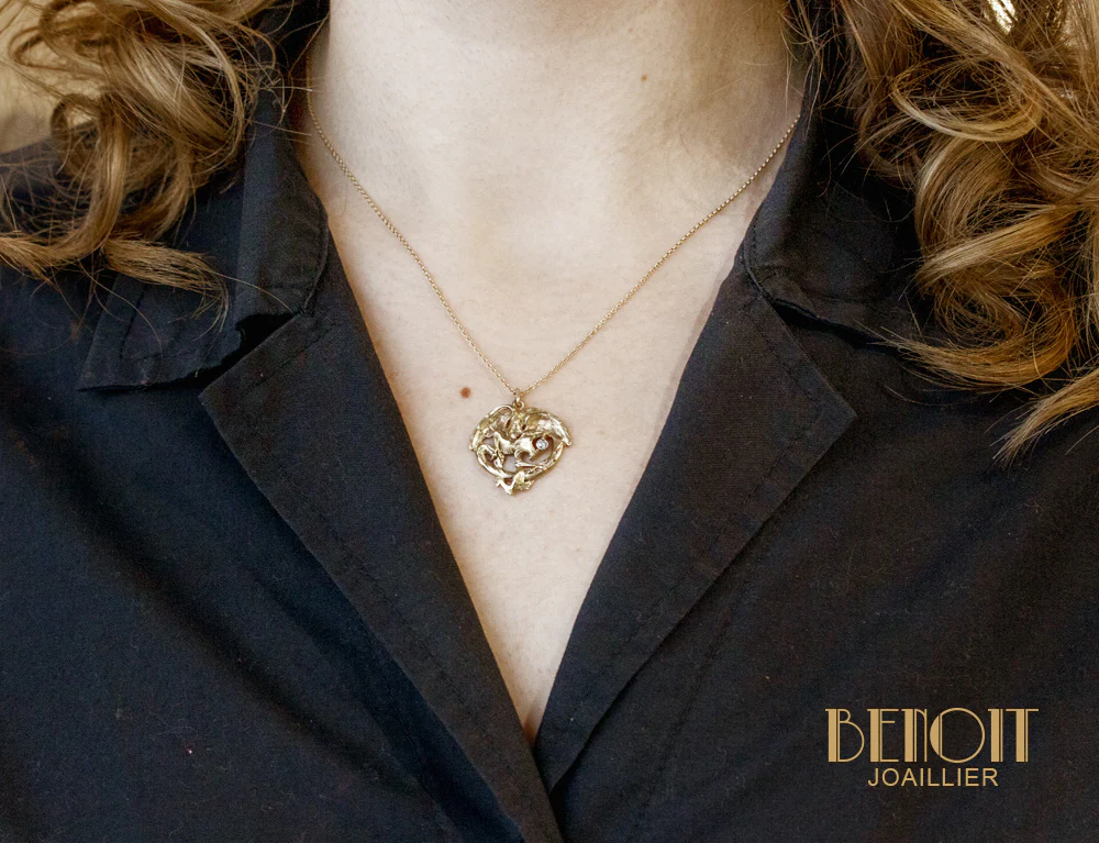 Pendentif Ancien Chimère en Or et Diamants - Image 5