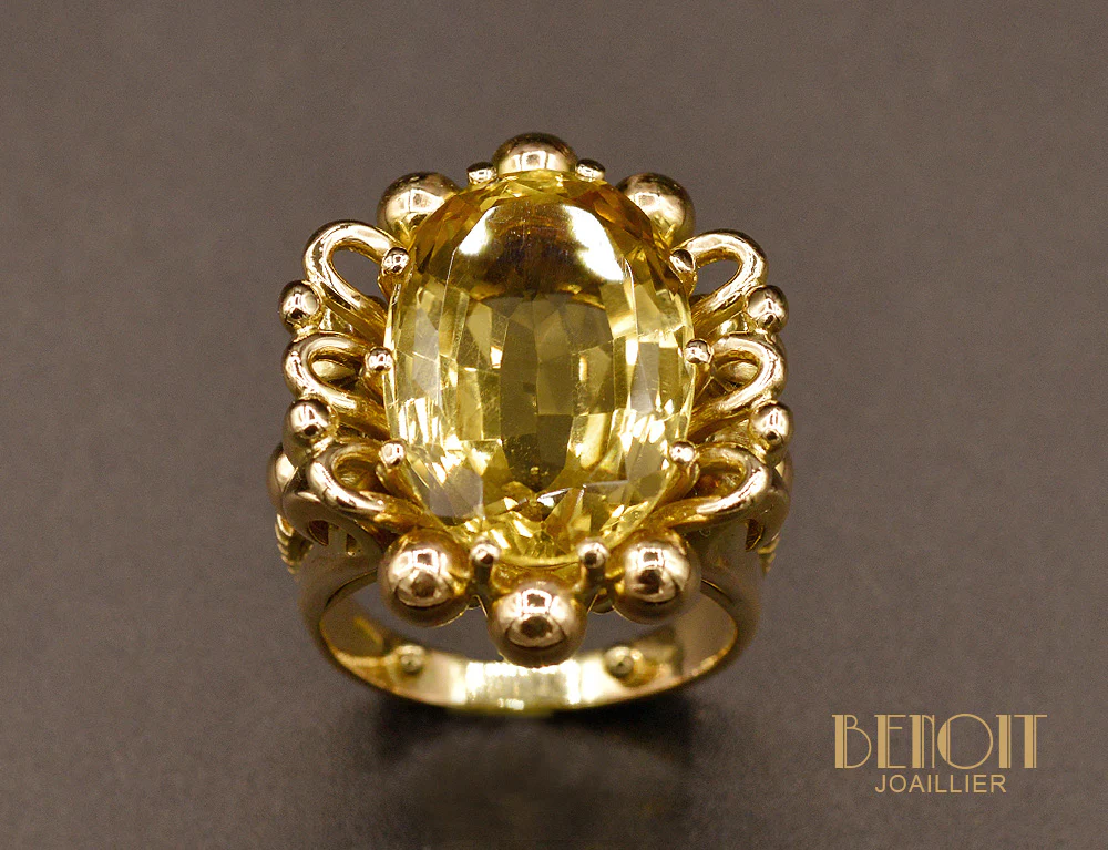 Bague Citrine Or Rose 1950 - Image 2