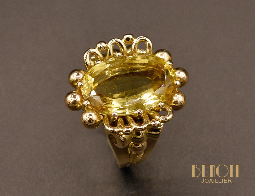 Bague Citrine Or Rose 1950 - Image 3