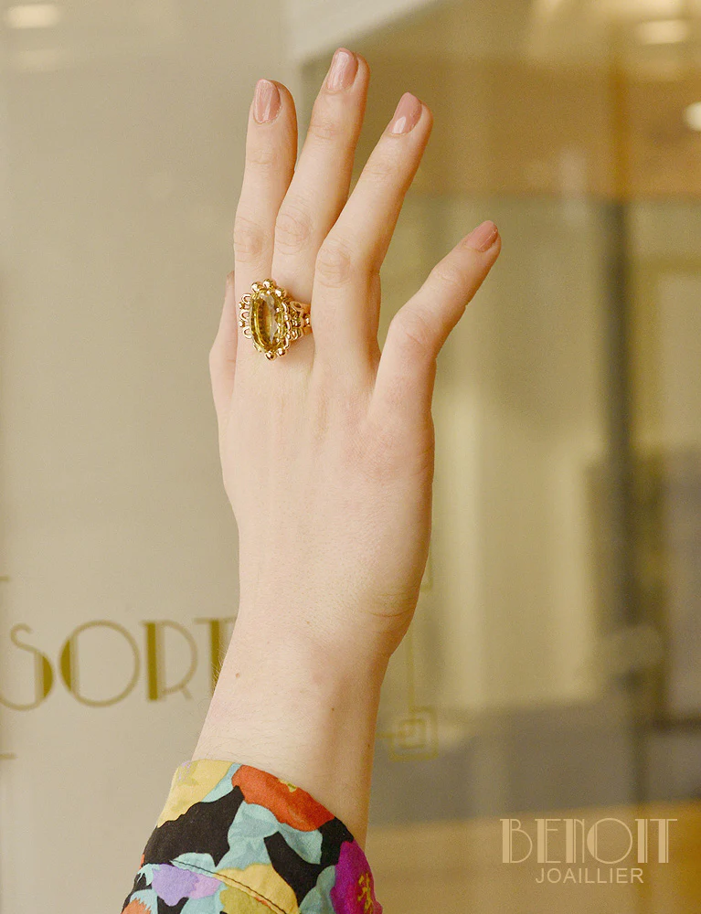 Bague Citrine Or Rose 1950 - Image 8