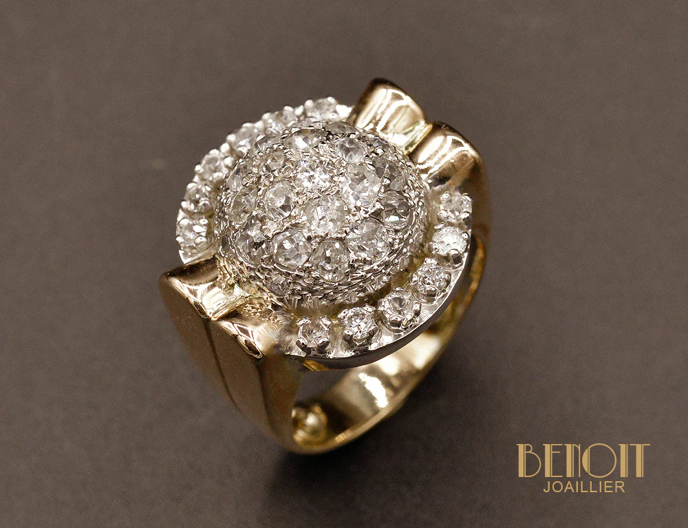 Bague Tank Or et Diamants
