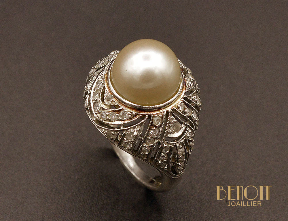 Bague Art Déco Dôme Perle - Image 3