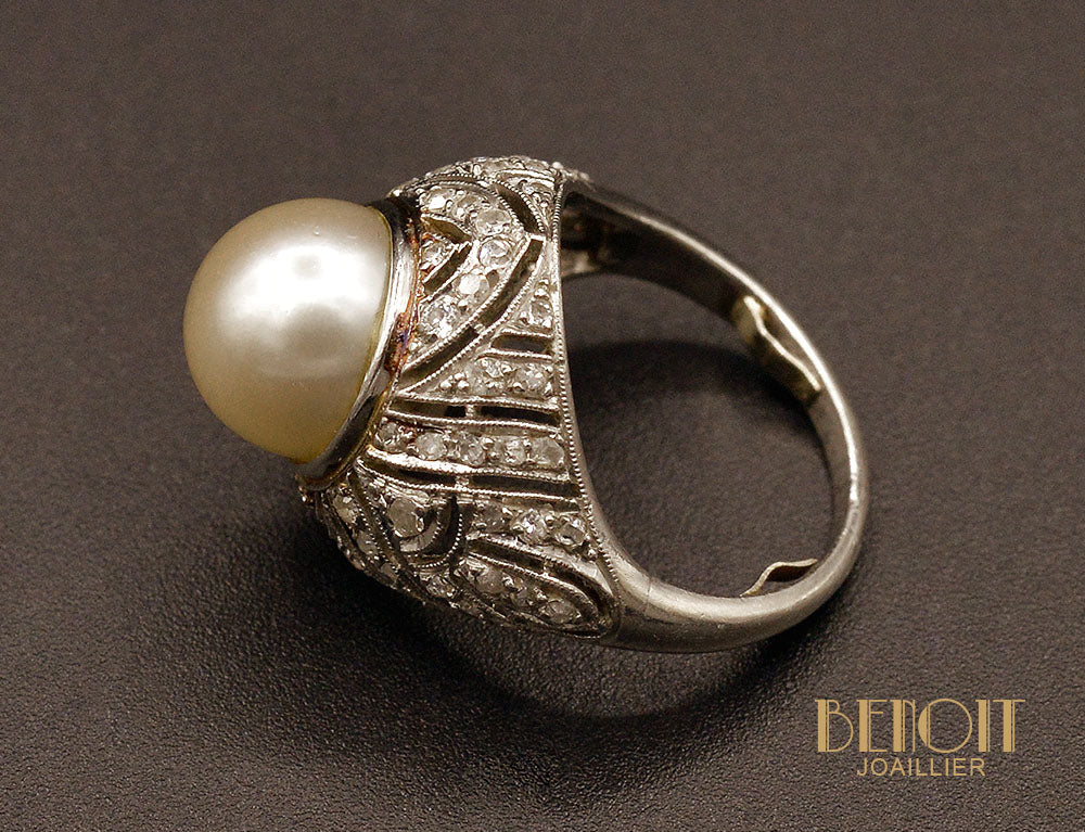 Bague Art Déco Dôme Perle - Image 4