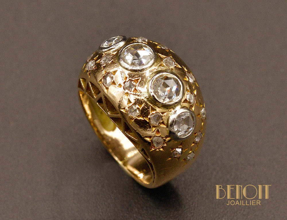 Bague Jonc Constellation Or Rose et Diamants - Image 3