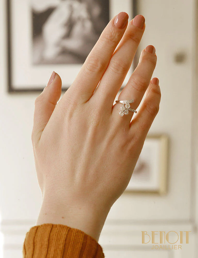 Bague Asymétrique Or Blanc et Diamants - Image 5