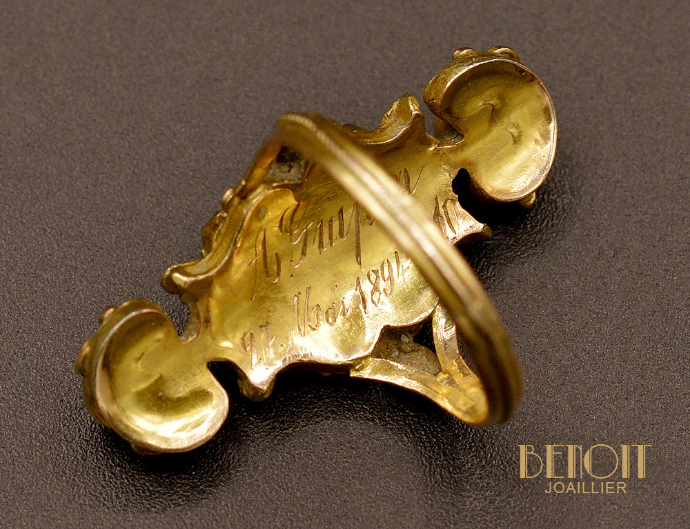 Bague marquise Fin XIXème Rubis et Émeraude - Image 4