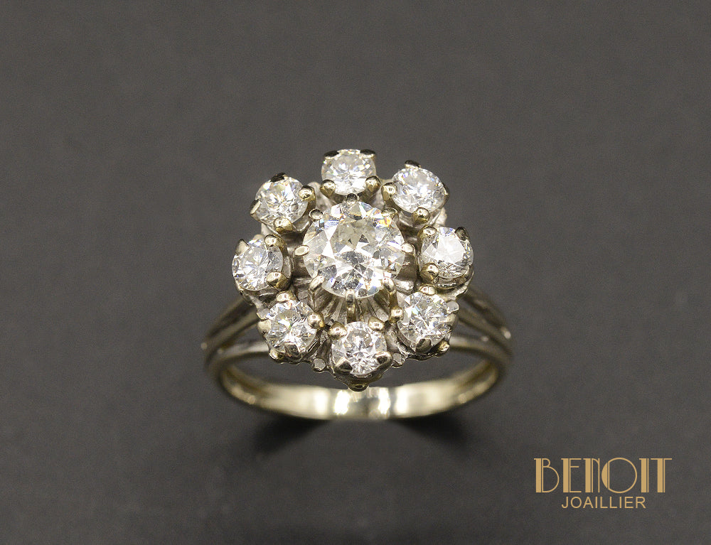 Bague 1950 Style Marguerite Diamants - Image 2