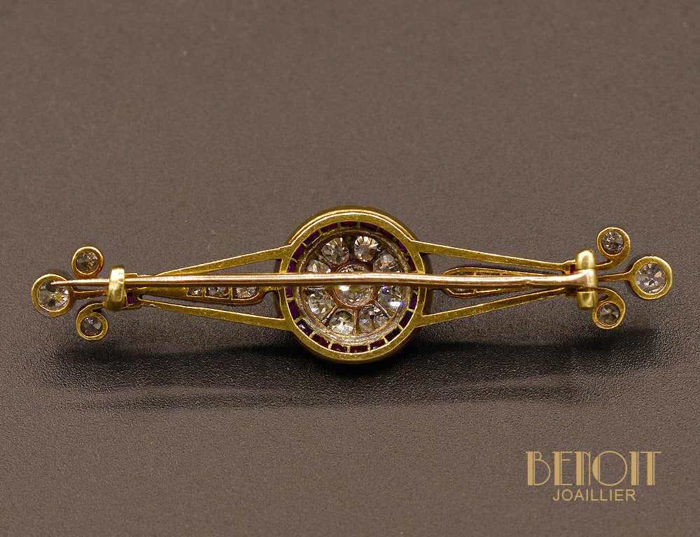 Broche Art Déco Diamants et Rubis - Image 2