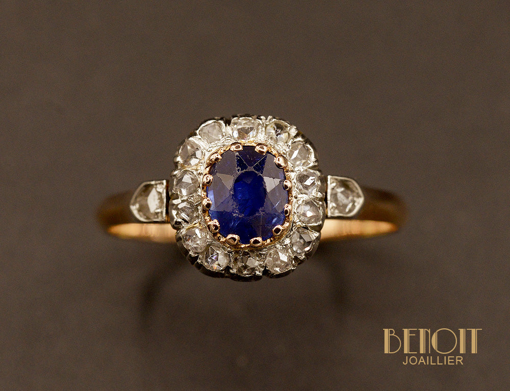 Bague Pompadour Saphir et Diamants - Image 2