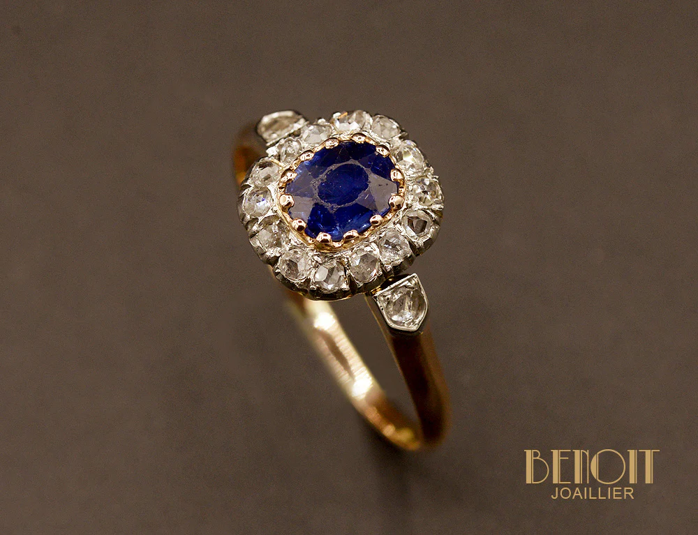 Bague Pompadour Saphir et Diamants - Image 3