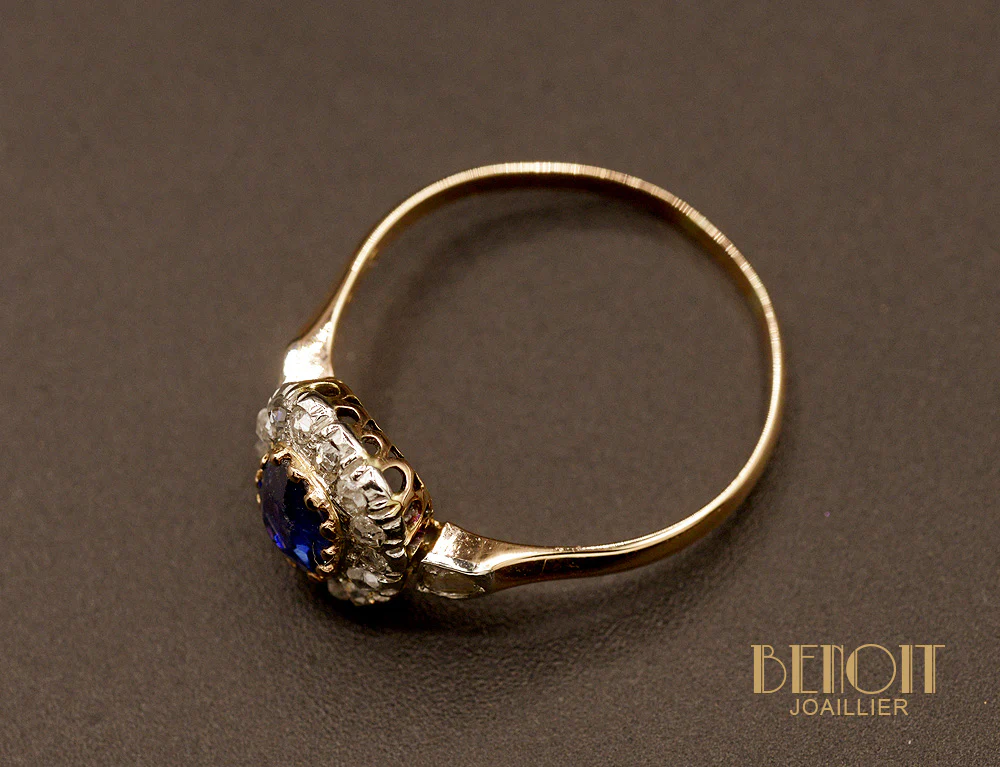Bague Pompadour Saphir et Diamants - Image 4