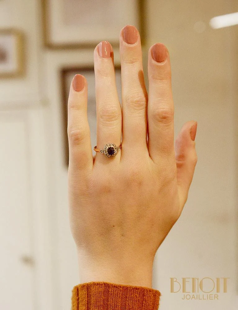 Bague Pompadour Saphir et Diamants - Image 6