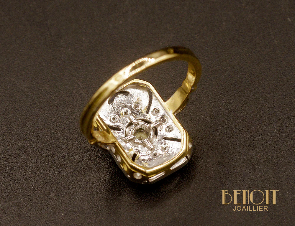 Bague Art Déco plateau rectangle - Image 5