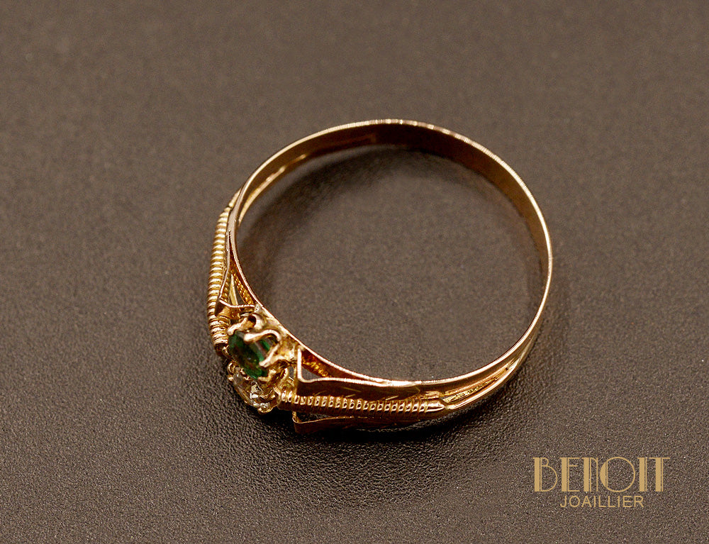 Toi et Moi Vintage Emeraude et Diamant - Image 4
