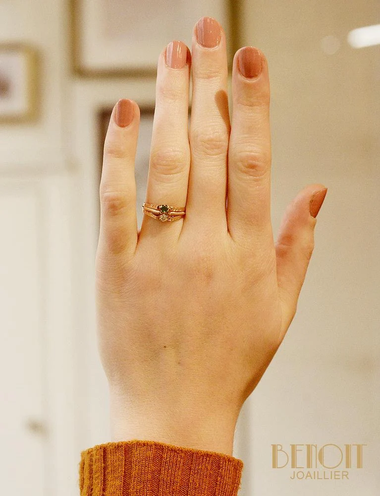 Toi et Moi Vintage Emeraude et Diamant - Image 6