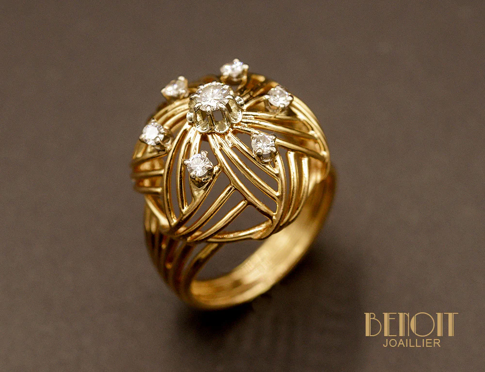 Bague Dôme 1950 Or et Diamants