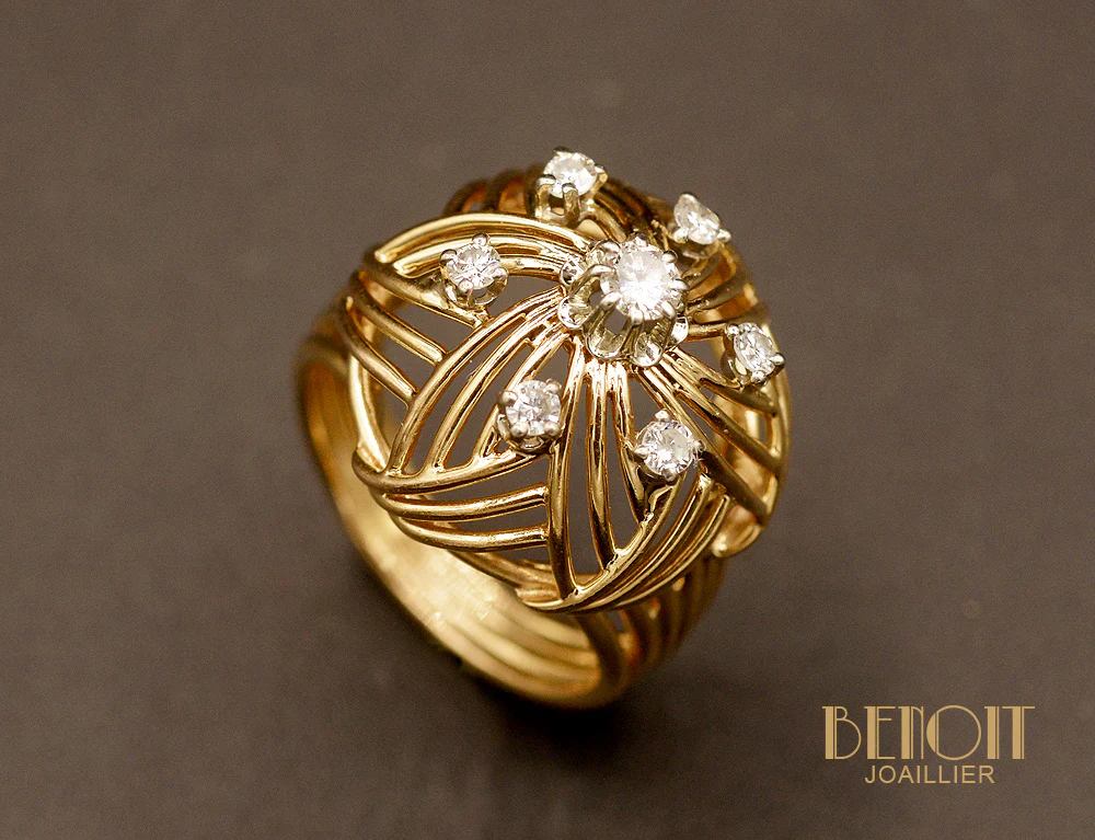 Bague Dôme 1950 Or et Diamants - Image 3