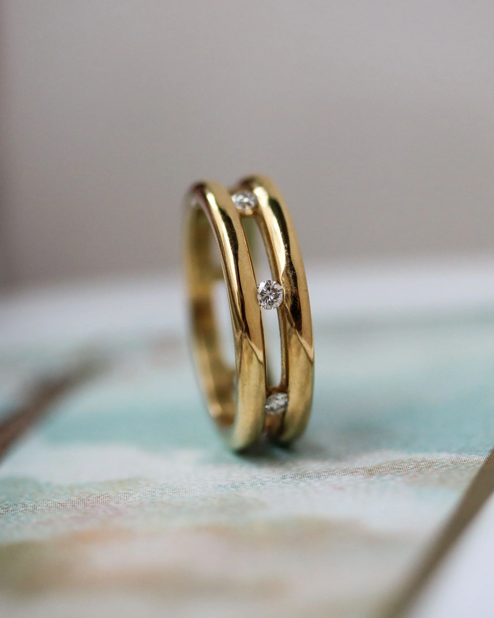 Alliance Double Anneaux Or Jaune Diamants