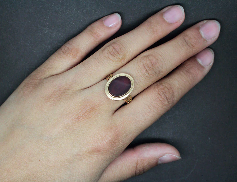 Bague 1900 Agate et Or - Image 5