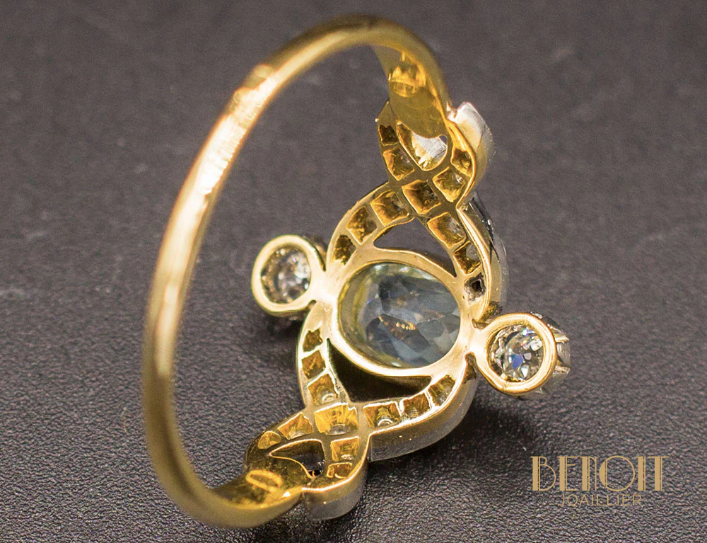 Bague 1900 Aigue Marine Diamants - Image 6
