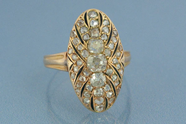 Bague 1900, Or, Émail et Diamants