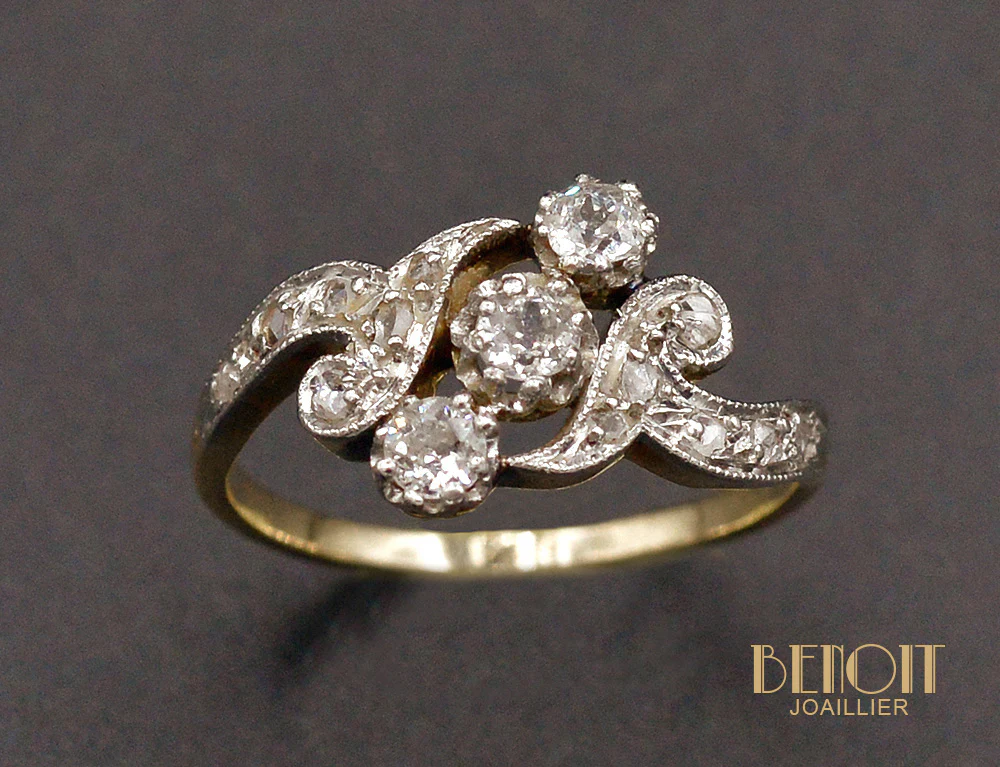 Bague Trilogie Diamants 1900 - Image 2