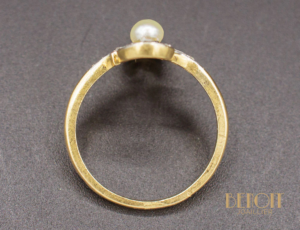 Bague 1900 Perle Diamants - Image 4