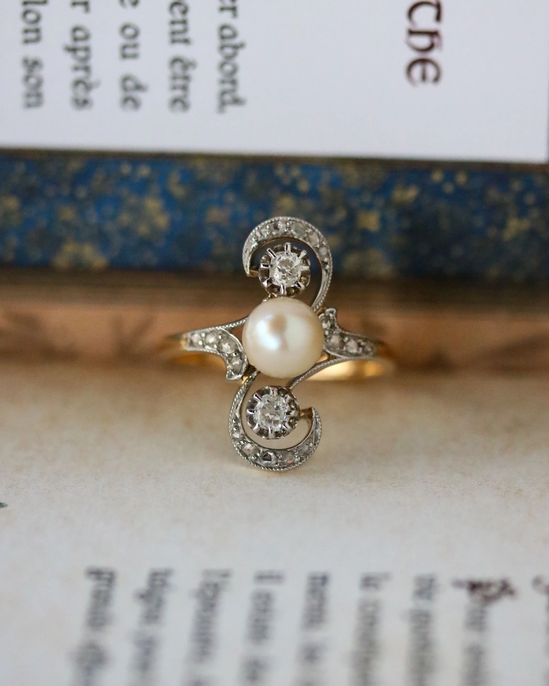 Bague 1900 Perle et Diamants - Image 6