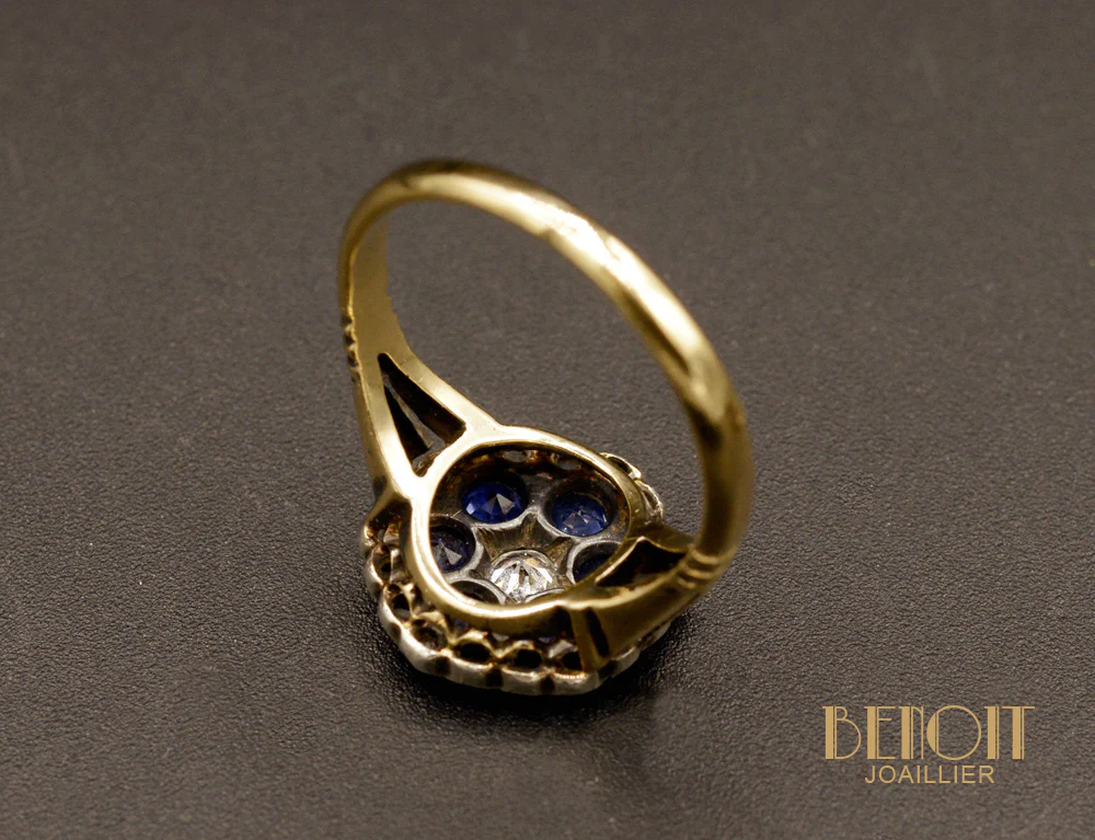 Bague Hexagonale Saphirs et Diamants - Image 4