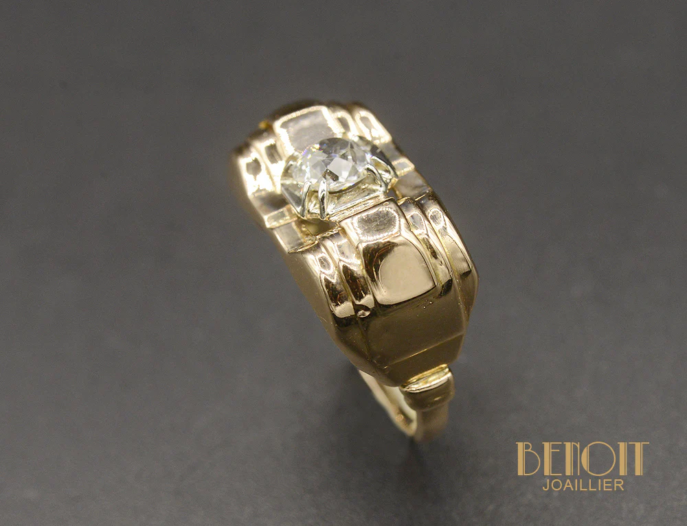 Bague 1935 Or Rose et Diamant - Image 3