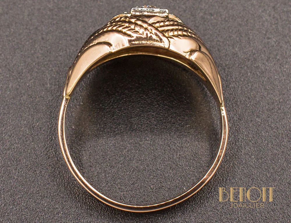 Bague 1950 Diamant Or Rose - Image 4