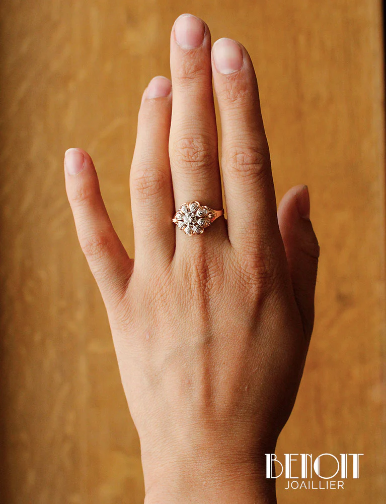 Bague 1950 Diamant Or Rose - Image 6