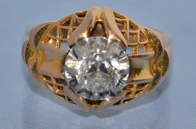 Bague 1950 en or platine et diamant 0,8 carat - Image 2