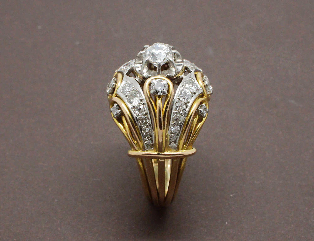 Bague 1950 en Or Platine et Diamants - Image 4