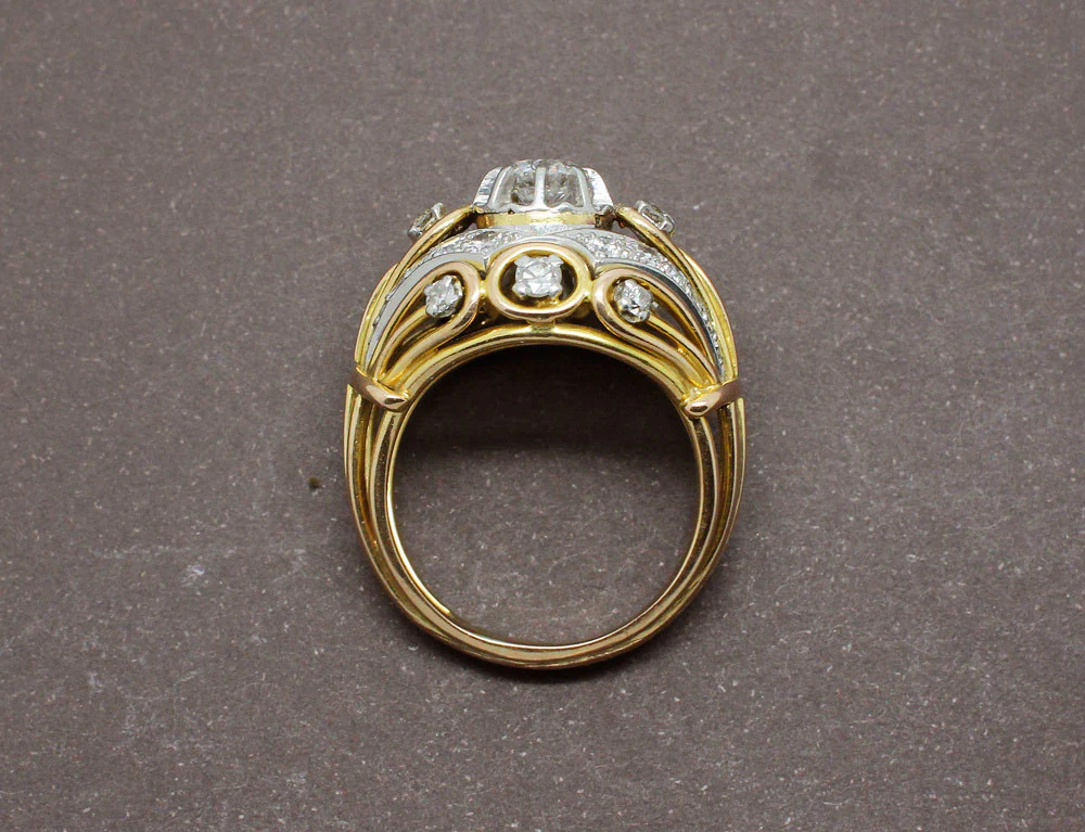 Bague 1950 en Or Platine et Diamants - Image 5