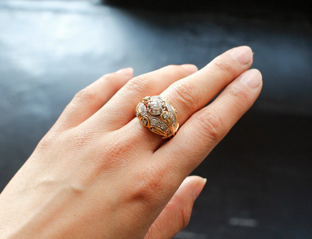 Bague 1950 en Or Platine et Diamants - Image 7
