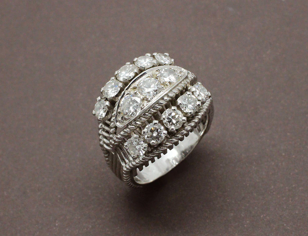 Bague 1950 en Platine et Diamants