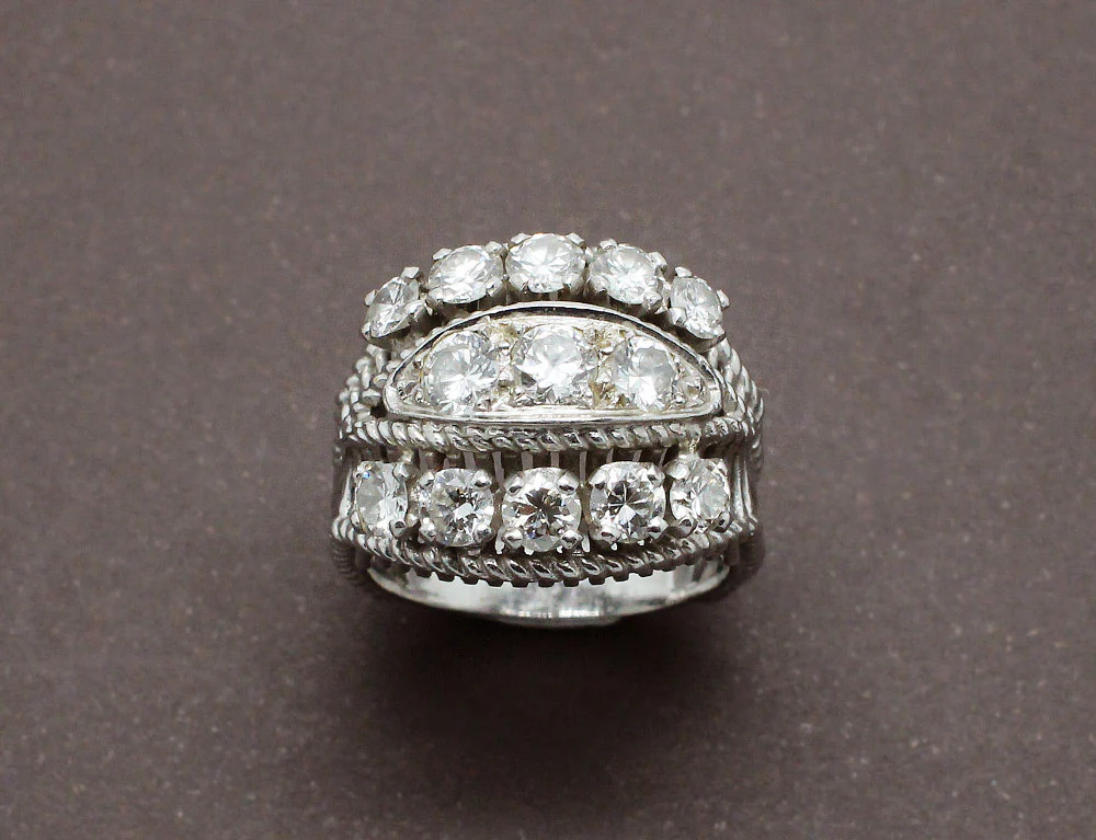 Bague 1950 en Platine et Diamants - Image 2