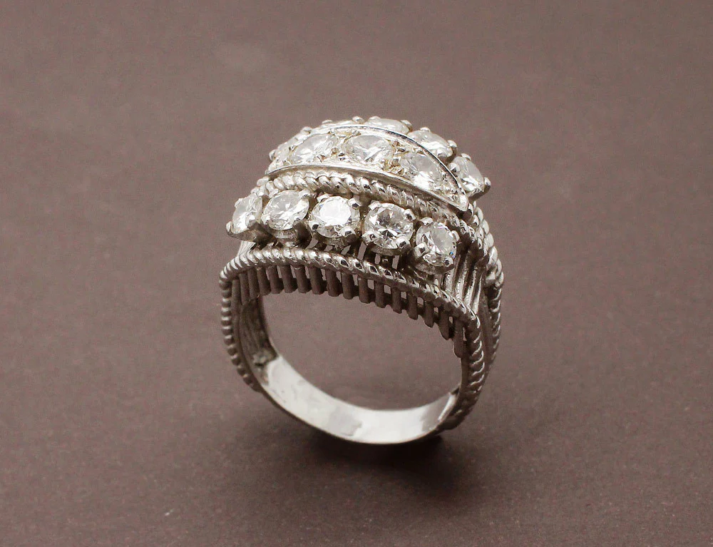 Bague 1950 en Platine et Diamants - Image 3