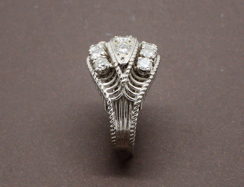 Bague 1950 en Platine et Diamants - Image 4