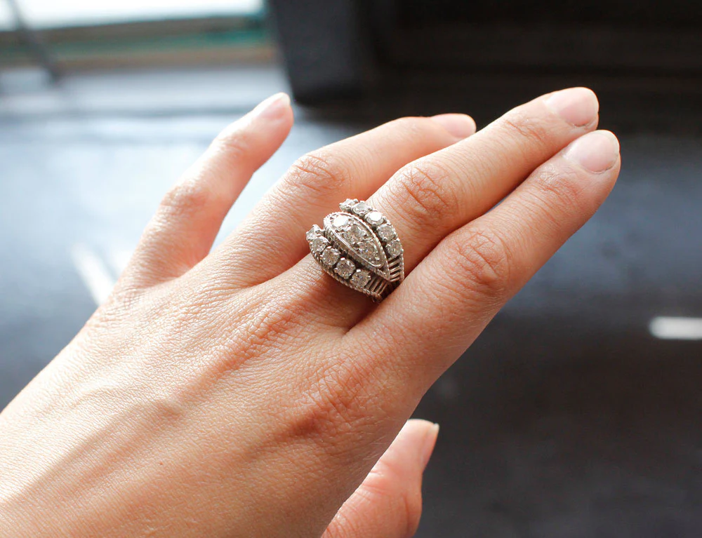 Bague 1950 en Platine et Diamants - Image 7