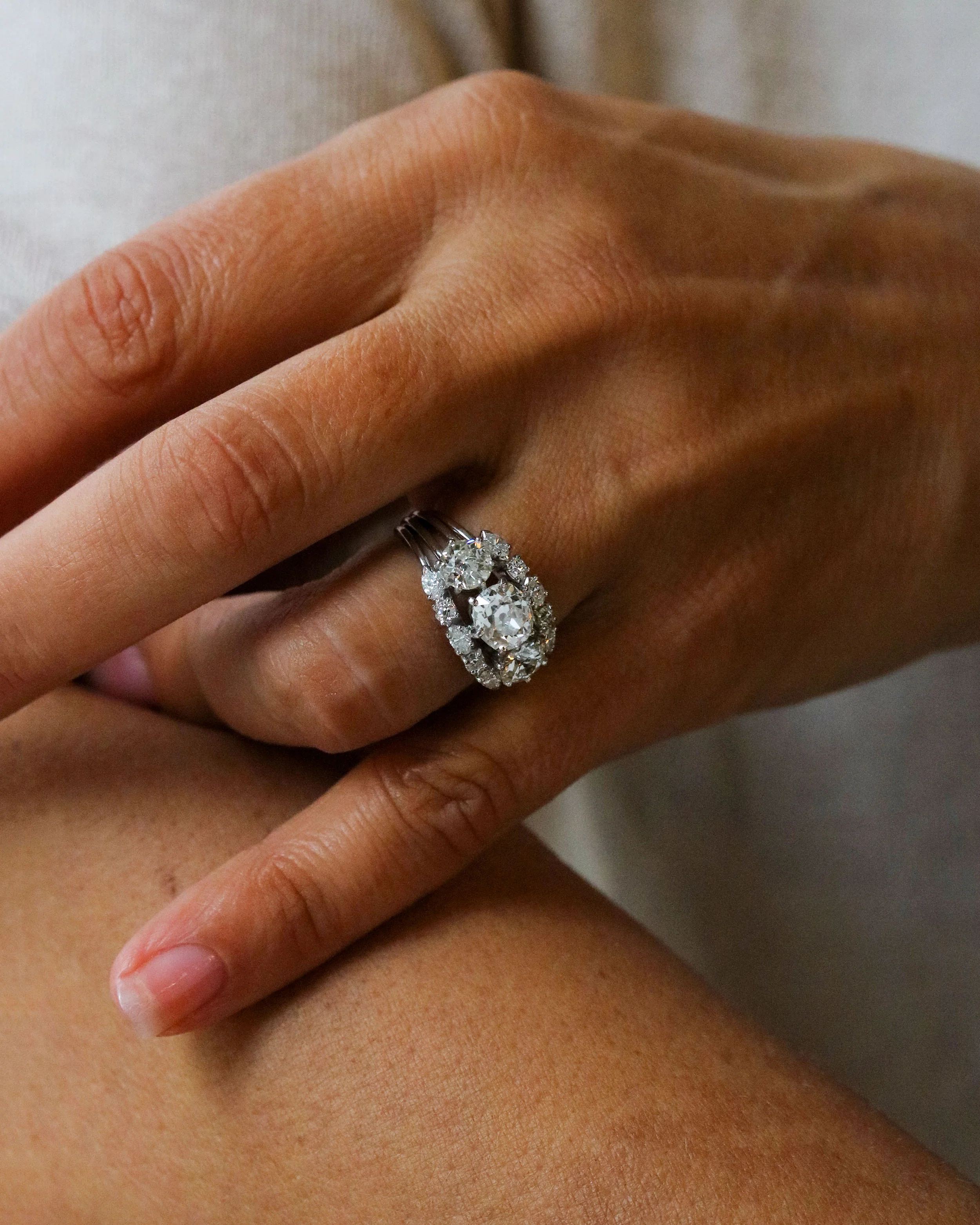 Bague 1950 Or Blanc Diamants - Image 5