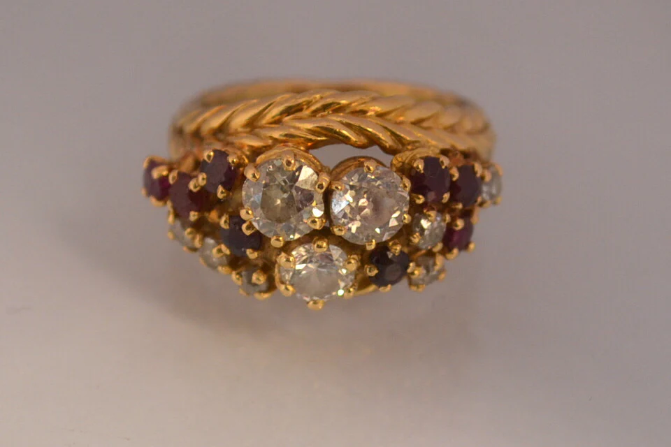 Bague 1950 or diamants rubis - Image 2