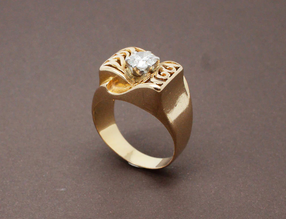 Bague 1950 Or Jaune et Diamant - Image 3