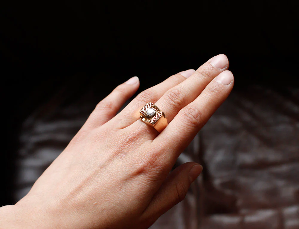 Bague 1950 Or Jaune et Diamant - Image 6