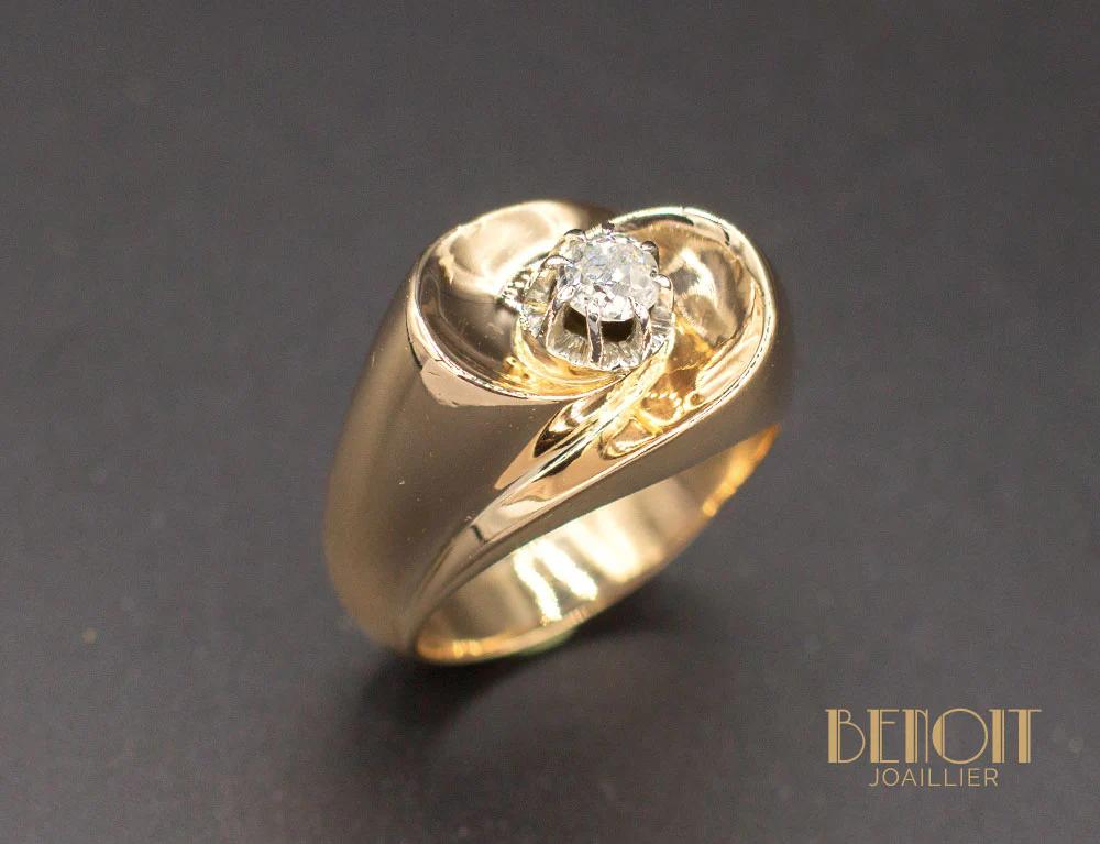 Bague 1950 Or Rose Diamant