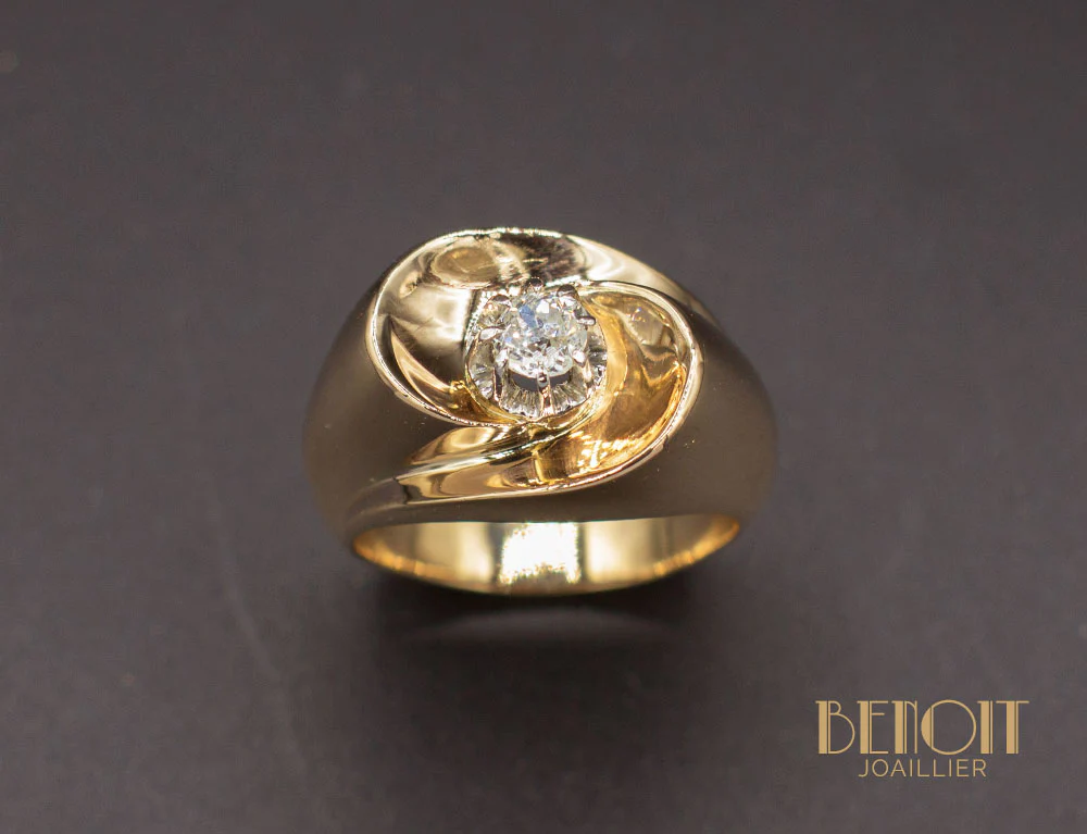 Bague 1950 Or Rose Diamant - Image 2