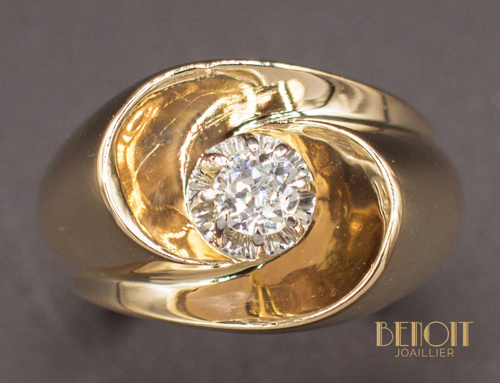 Bague 1950 Or Rose Diamant - Image 3