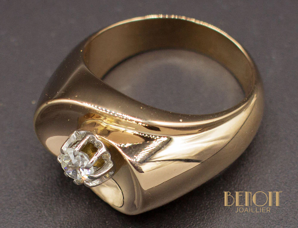 Bague 1950 Or Rose Diamant - Image 4